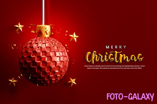 PSD realistic christmas background with elegant christmas balls 3d realistic merry christmas banner