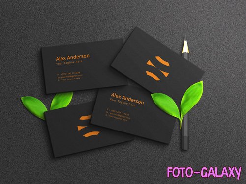 SD minimalist business card mockup on dark background with embossed and debossed effect