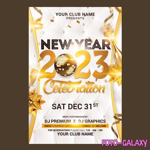 Happy new year flyer 2023 psd editable template