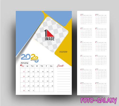 Vector 2023 calendar happy new year design with sapce of your image vol 4