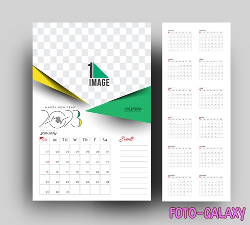 Vector 2023 calendar happy new year design with sapce of your image vol 2