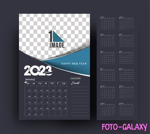 Vector 2023 calendar happy new year design with sapce of your image vol 3