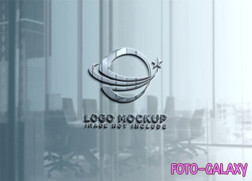 PSD sign wall silver effect logo mock up