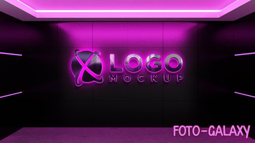 PSD pink neon light effects logo mockup