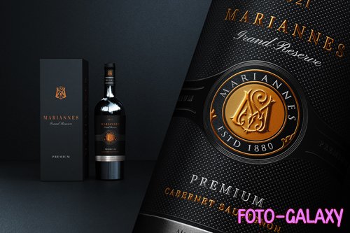 PSD luxury and realistic wine logo branding mockup