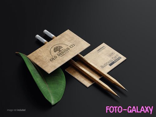 PSD horizontal business cards mockup scene with wood texture vol 2
