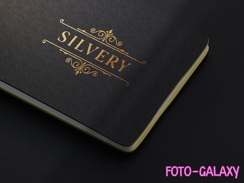 PSD luxury gold logo mockup on black folio cover