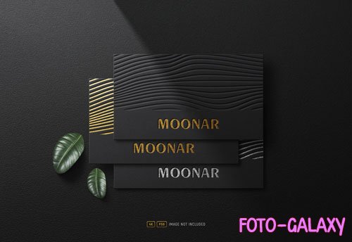PSD luxury gold foil logo mockup on black business cards vol 2