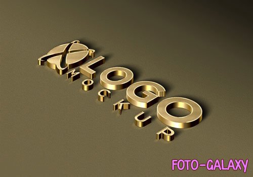 PSD 3d luxury golden logo mockup