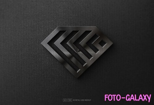 PSD dark metallic 3d logo mockup on black kraft paper