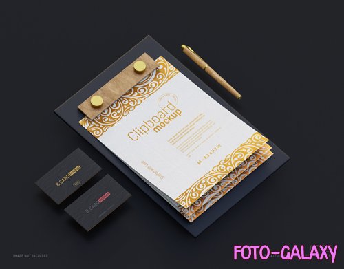 PSD business cards and a4 letterhead mockup with clipboard perspective view