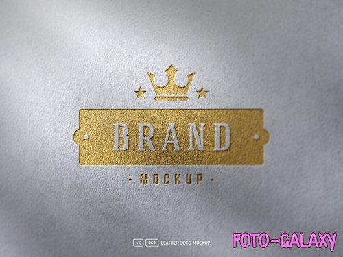 Luxury gold foil debossed logo mockup on white kraft paper