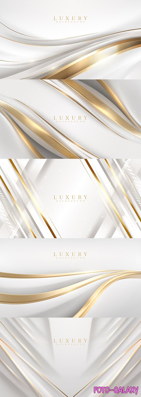 Vector white luxury background with golden curve line element and glitter light effect decoration