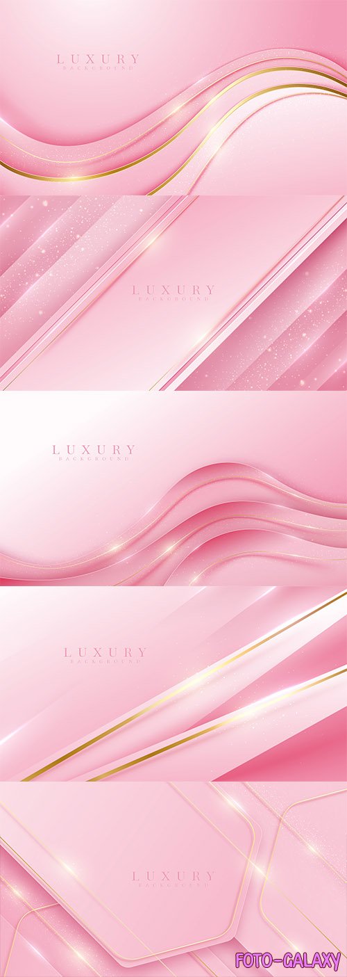 Vector pink background with luxury sparkle golden curve, 3d style, modern cover design