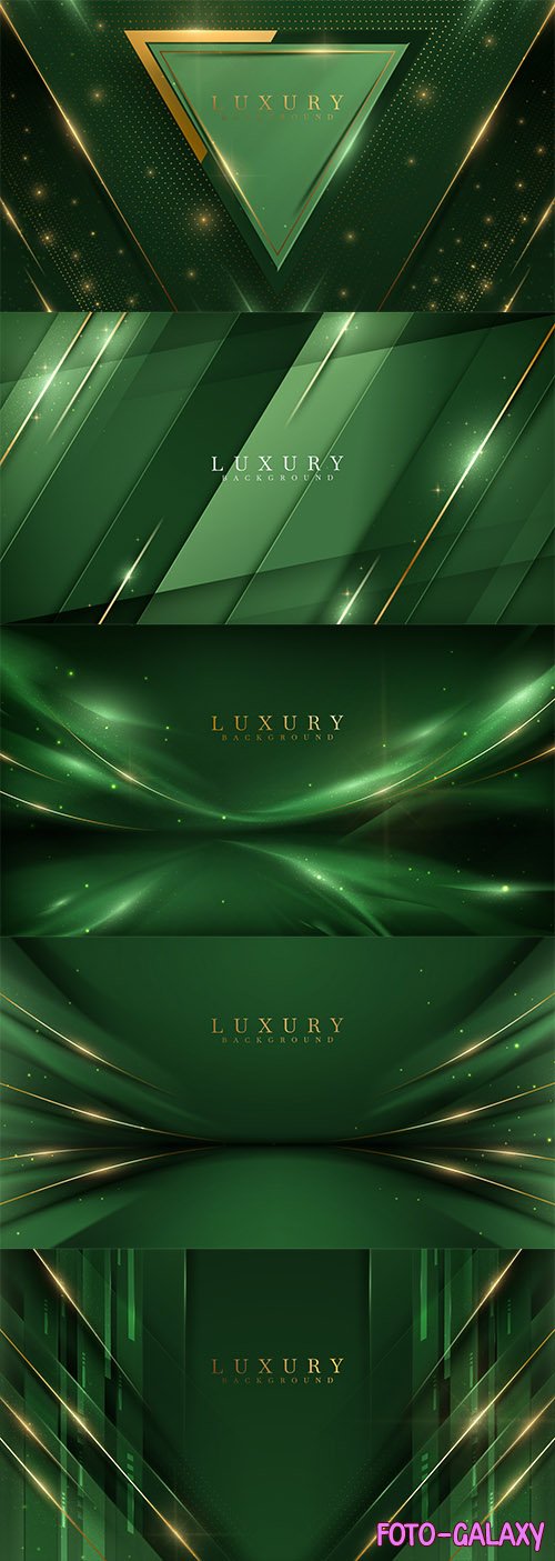 Green luxury background with golden decoration and light effect elements