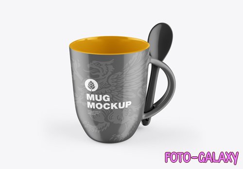 PSD coffee cup with spoon mockup