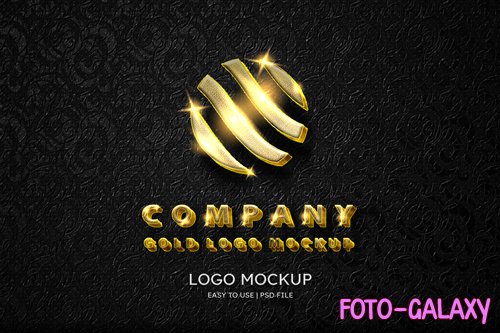 PSD luxury paper gold logo mockup
