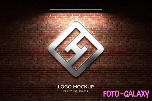 PSD logo mockup on brick wall