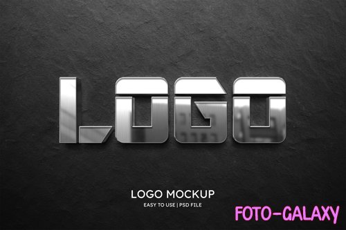 PSD logo mockup on dark concrete wall