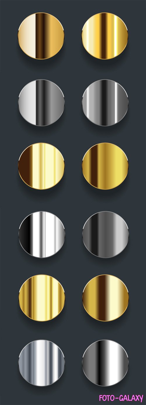Elegant Shiny Gold & Silver Metallic Gradients Vector Templates