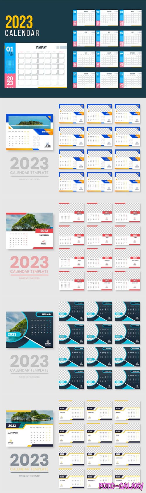 5 Clean Calendars for New Year 2023 Vector Templates