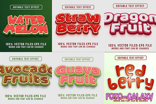 Set of Fruits Editable Text Effect