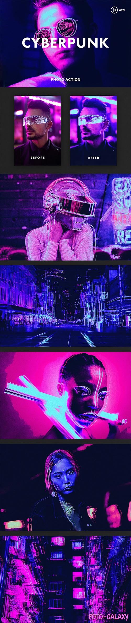 Cyberpunk Photo Actions & Gradients for Photoshop