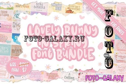 Lovely Bunny in Spring Font Bundle - 132 Premium Fonts