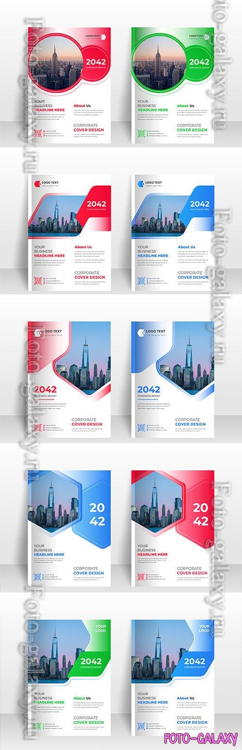 Vector modern corporate business annual report book cover or brochure cover template design vol 2