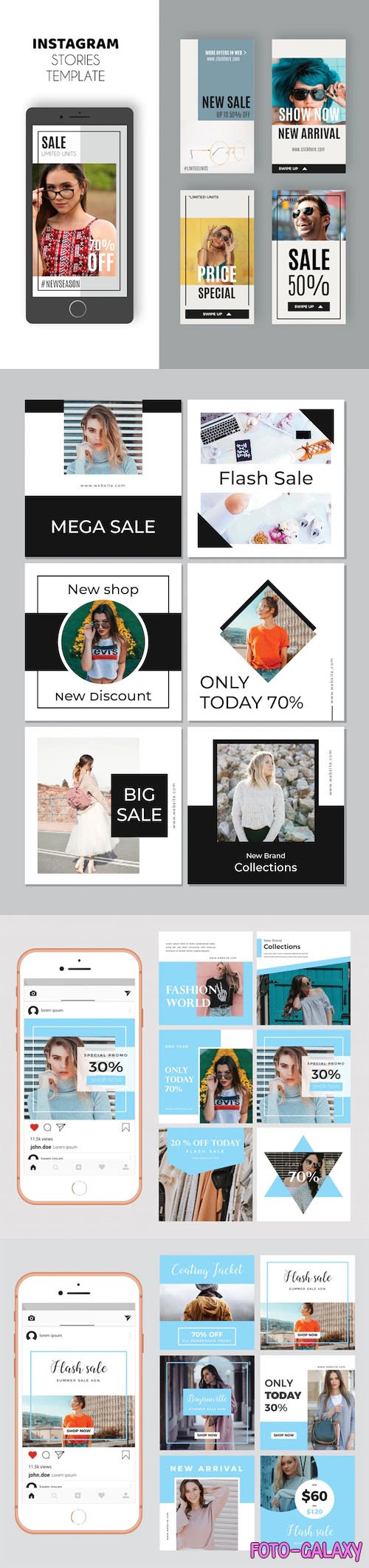 Fashion Sales for Social Media Posts & Stories - Vector Templates
