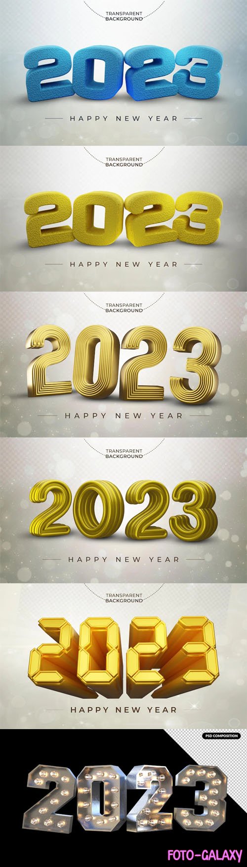 2023 Happy New Year - 3D Rendering PSD Templates