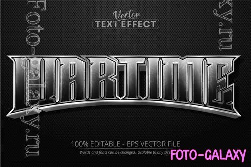 Wartime - editable text effect, silver font style