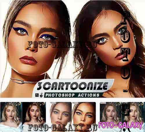 3 Vector Cartoon painting Photoshop Action - H4ZMB83