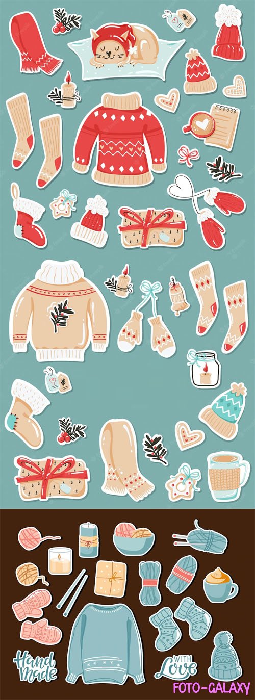 Winter Stickers Vector Templates Collection
