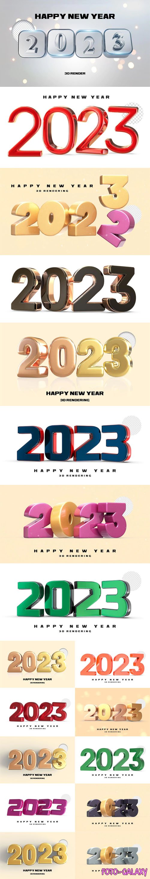 Happy New Year 2023 - 3D Rendering PSD Templates Collection