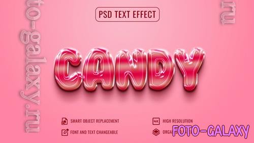 Psd shiny candy text effect mockup with customizable pink background