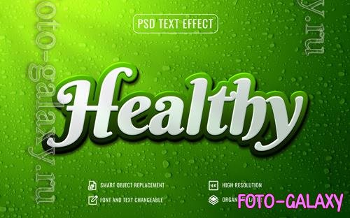 Psd organic healthy green 3d text effect with editable background