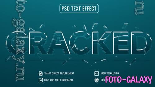 Psd crack text effect mockup with customizable ocean blue background