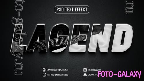 Psd glossy reflection black shiny text effect