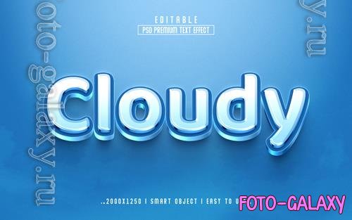 PSD cloudy 3d editable text effect psd with premium background