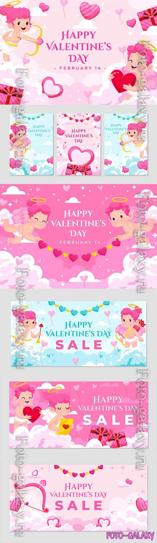 Vector flat valentines day background