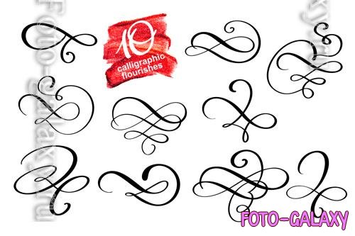 Vector vector set of calligraphic design flourish elements and page decorations elegant collection