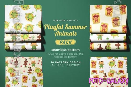 Playful Summer Animals - Seamless Pattern 