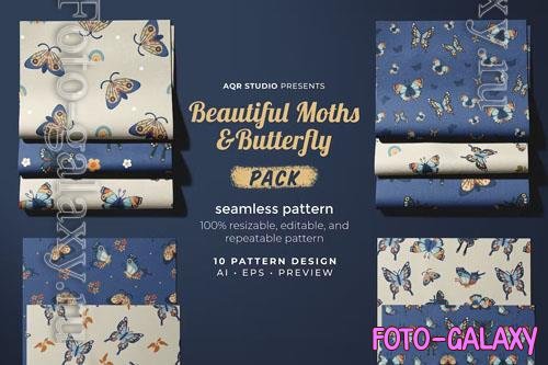 Moths and Butterfly - Seamless Pattern 