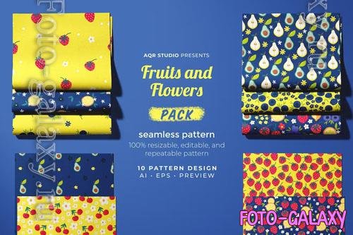 Fruits and Flowers - Seamless Pattern 
