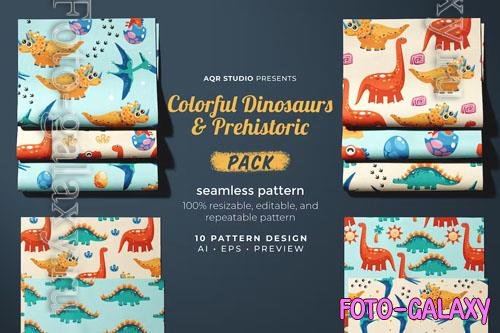 Colorful Dinosaurs - Seamless Pattern 