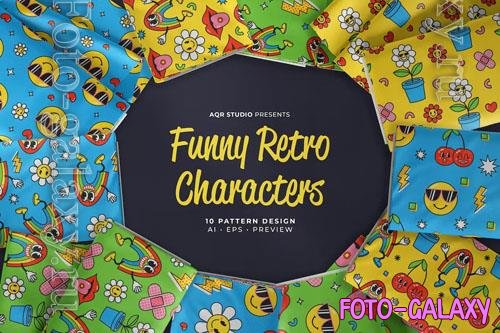 Funny Retro Characters - Seamless Pattern