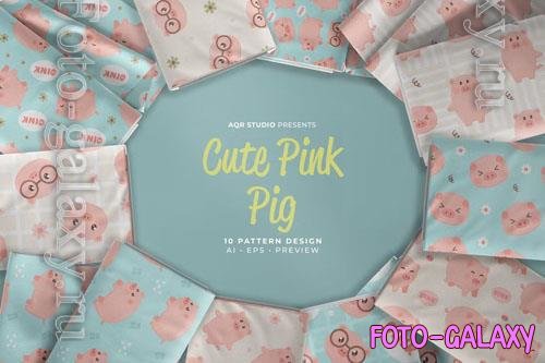 Cute Pink Pig - Seamless Pattern