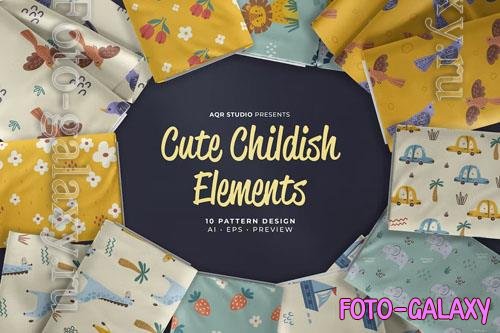 Cute Childish Element - Seamless Pattern