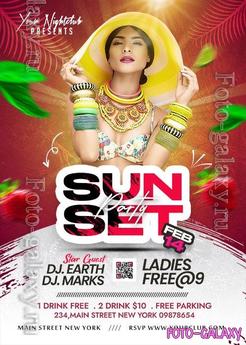 Summer Sunset Party Flyer PSD Template